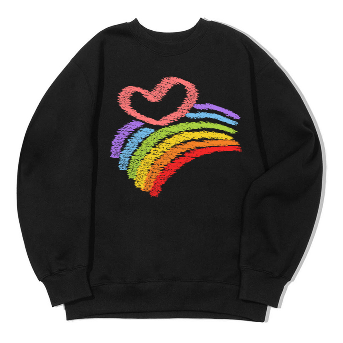 어썸어스(AWESOMEUS) LINE HEART AND RAINBOW SWEAT SHIRTS_3 COLOR