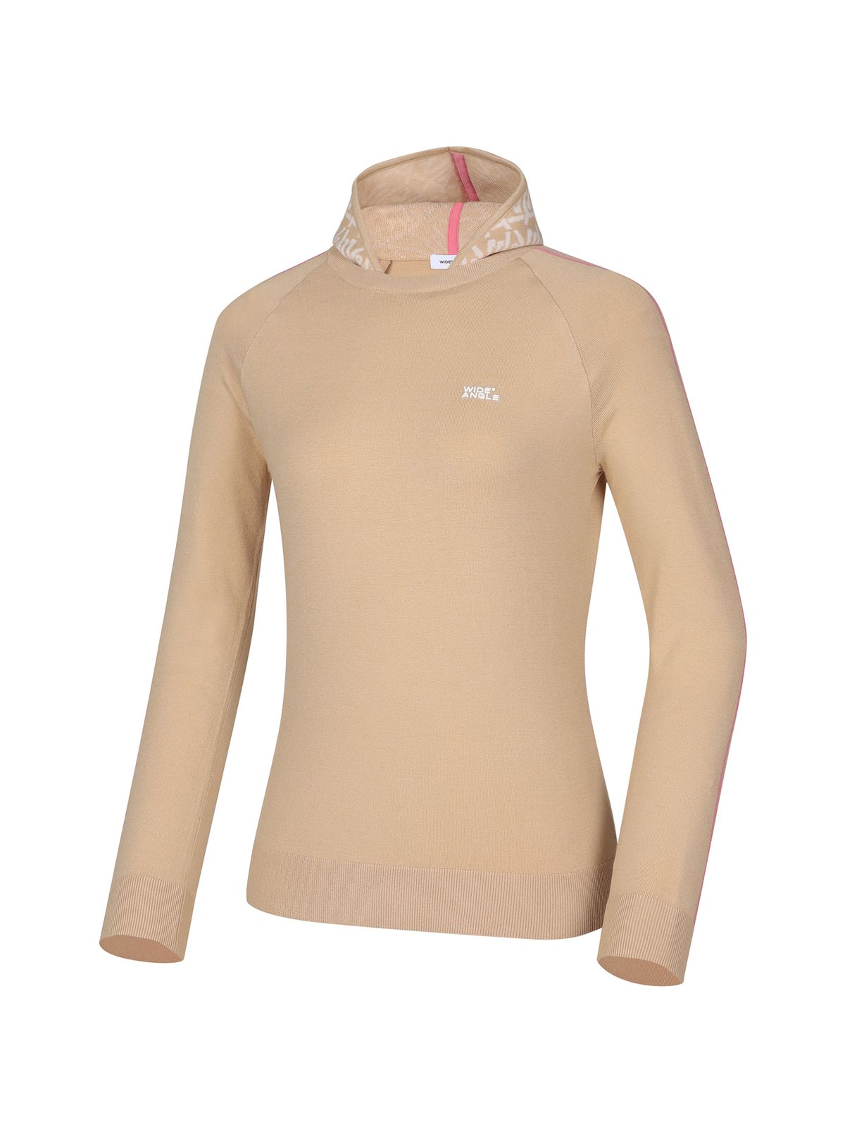 와이드앵글(WIDEANGLE) CO 모노그램 후디 스웨터 풀오버 L_Beige WWU24K73E2