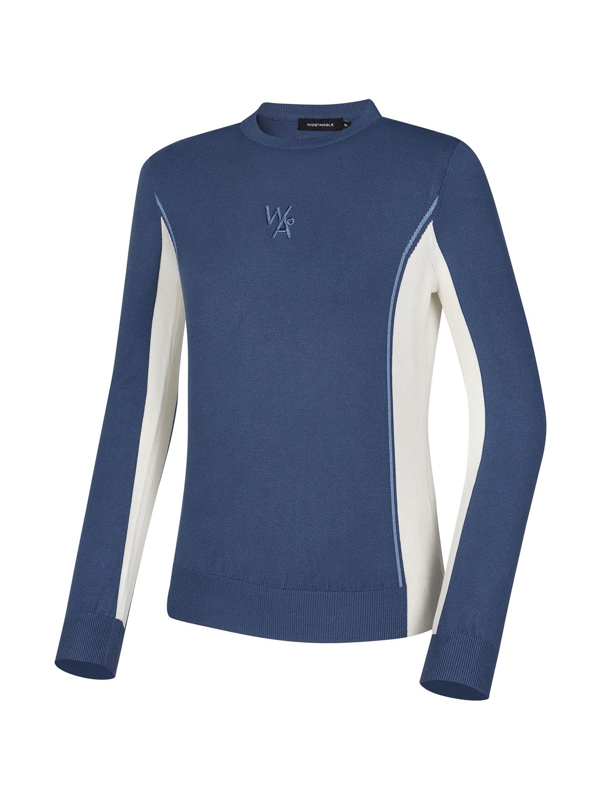 와이드앵글(WIDEANGLE) CO 배색 포인트 베이직 라운드 풀오버 L_URBAN BLUE WWU24K71HX