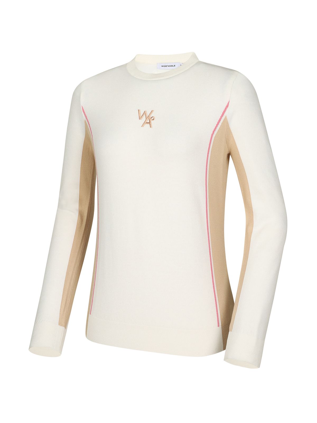 와이드앵글(WIDEANGLE) CO 배색 포인트 베이직 라운드 풀오버 L_Off White WWU24K71W3