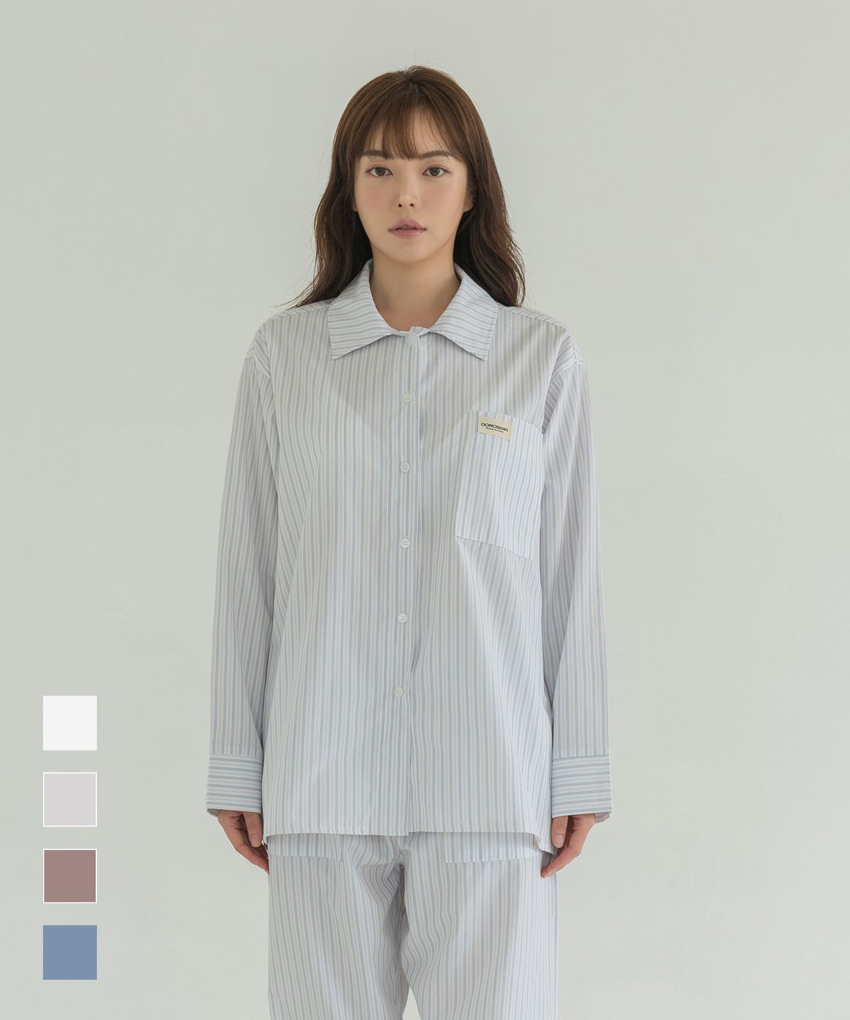 도로시와(DOROSIWA) Minimal Garments Lyocell Stripe Pajama Set (Long)