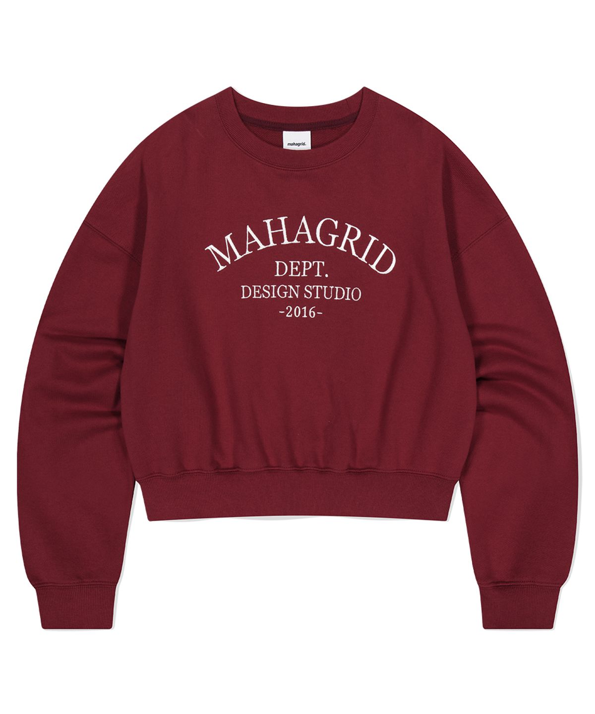 마하그리드(MAHAGRID) ARCH DEPT CROP SWEATSHIRT BURGUNDY(MG2EFFM468A)