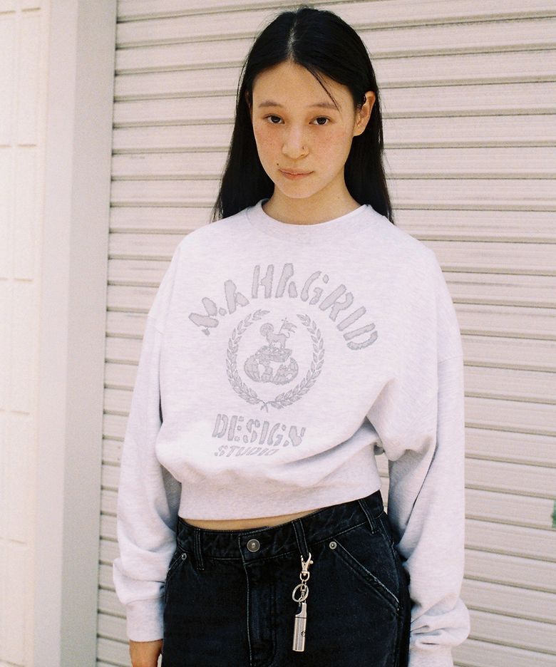 VINTAGE COLLEGE CROP SWEATSHIRT LIGHT GREY(MG2EFFM470A)