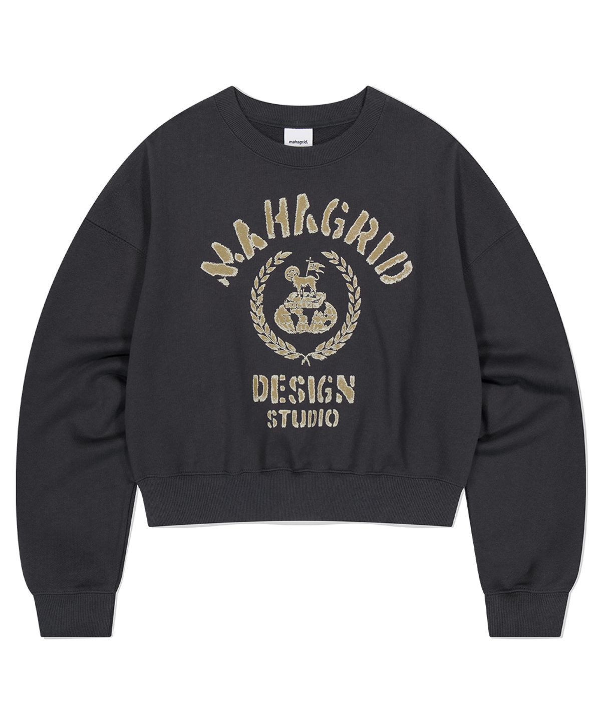 마하그리드(MAHAGRID) VINTAGE COLLEGE CROP SWEATSHIRT CHARCOAL(MG2EFFM470A)