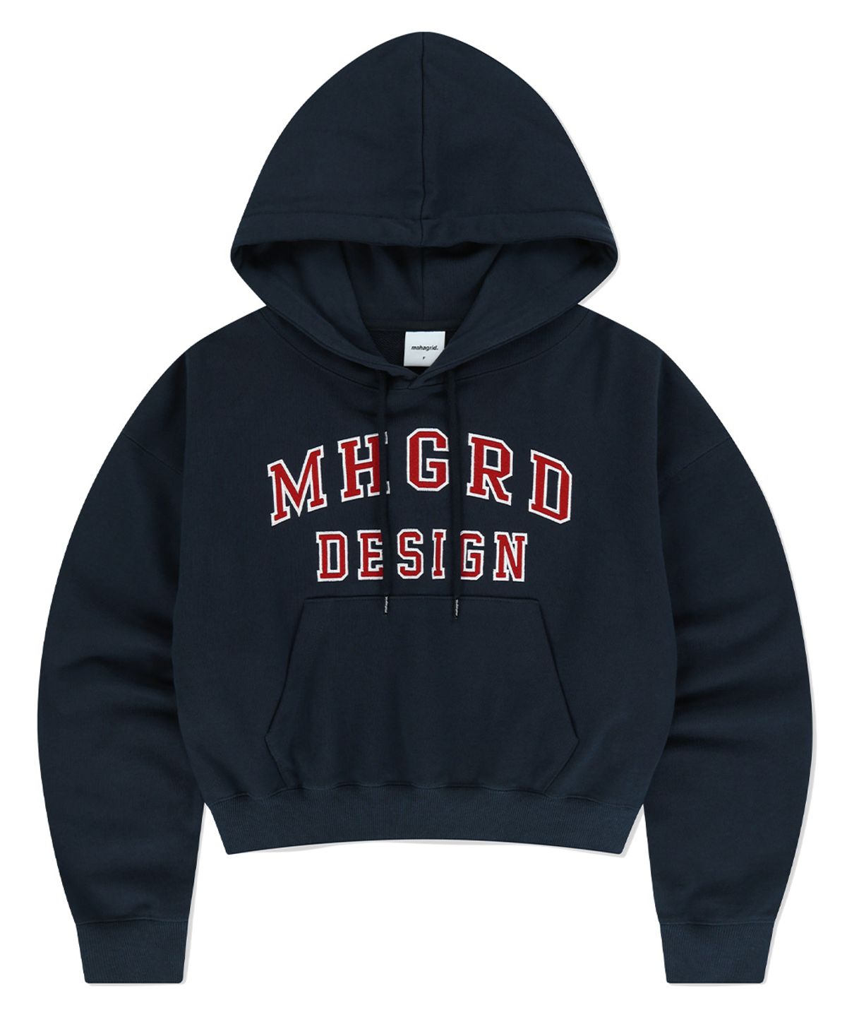 마하그리드(MAHAGRID) MHGRD APPLIQUE CROP HOODIE NAVY(MG2EFFM431A)
