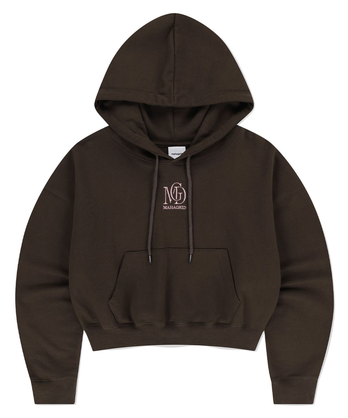 마하그리드(MAHAGRID) MGD SERIF LOGO CROP HOODIE BROWN(MG2EFFM432A)