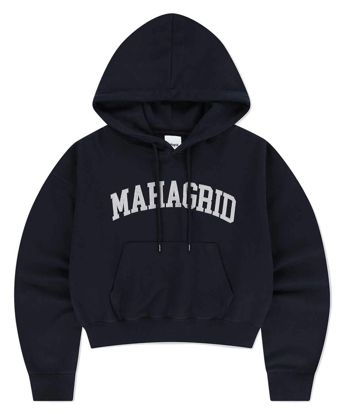 마하그리드(MAHAGRID) VARSITY LOGO CROP HOODIE NAVY(MG2EFFM434A)