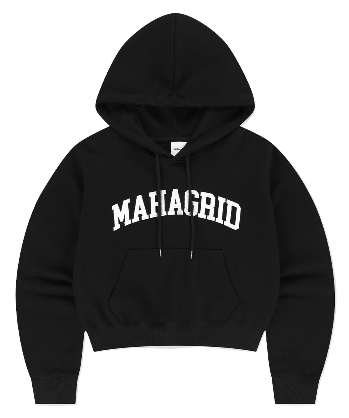 마하그리드(MAHAGRID) VARSITY LOGO CROP HOODIE BLACK(MG2EFFM434A)