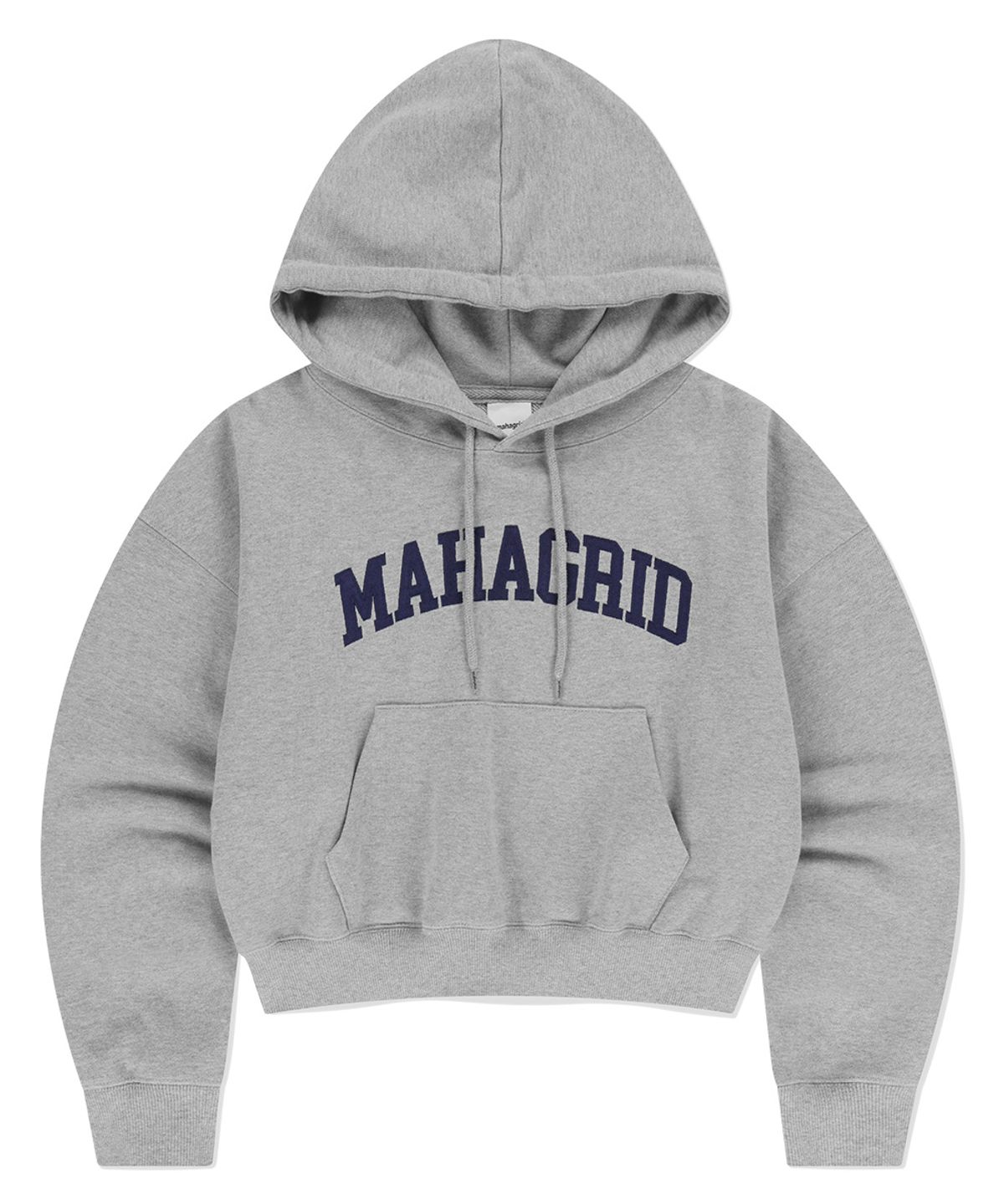 마하그리드(MAHAGRID) VARSITY LOGO CROP HOODIE GREY(MG2EFFM434A)