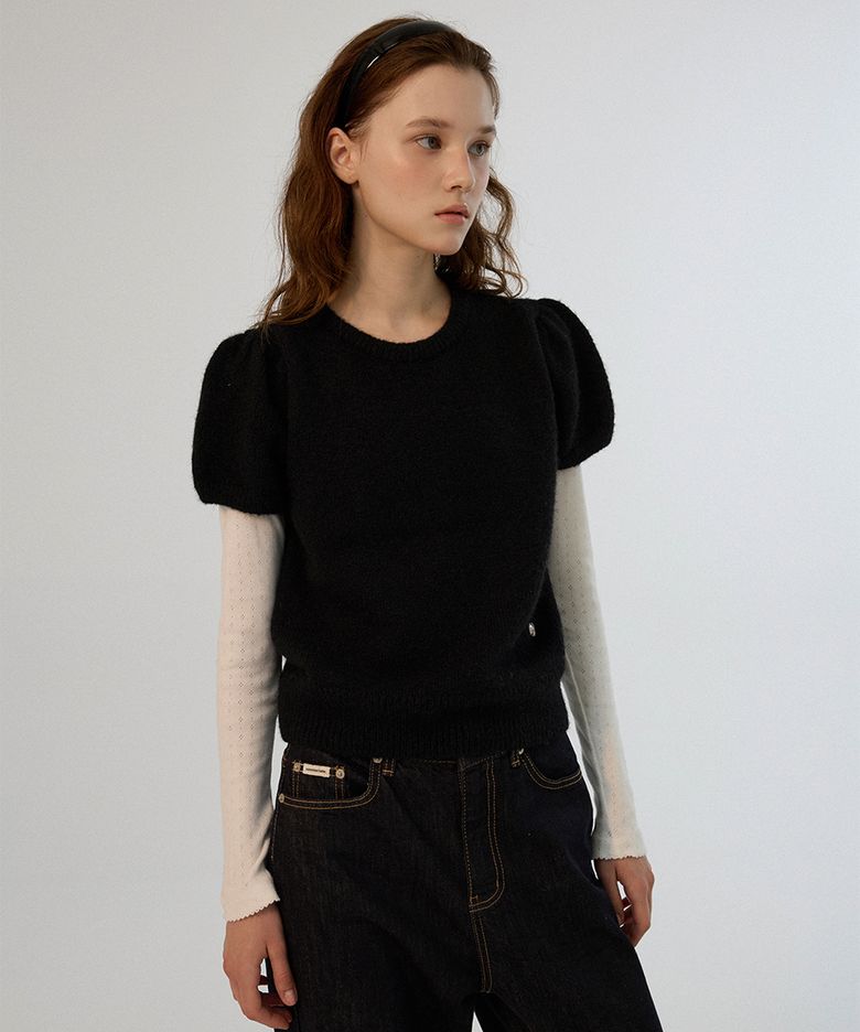 Emma Half Puff Knit - Black