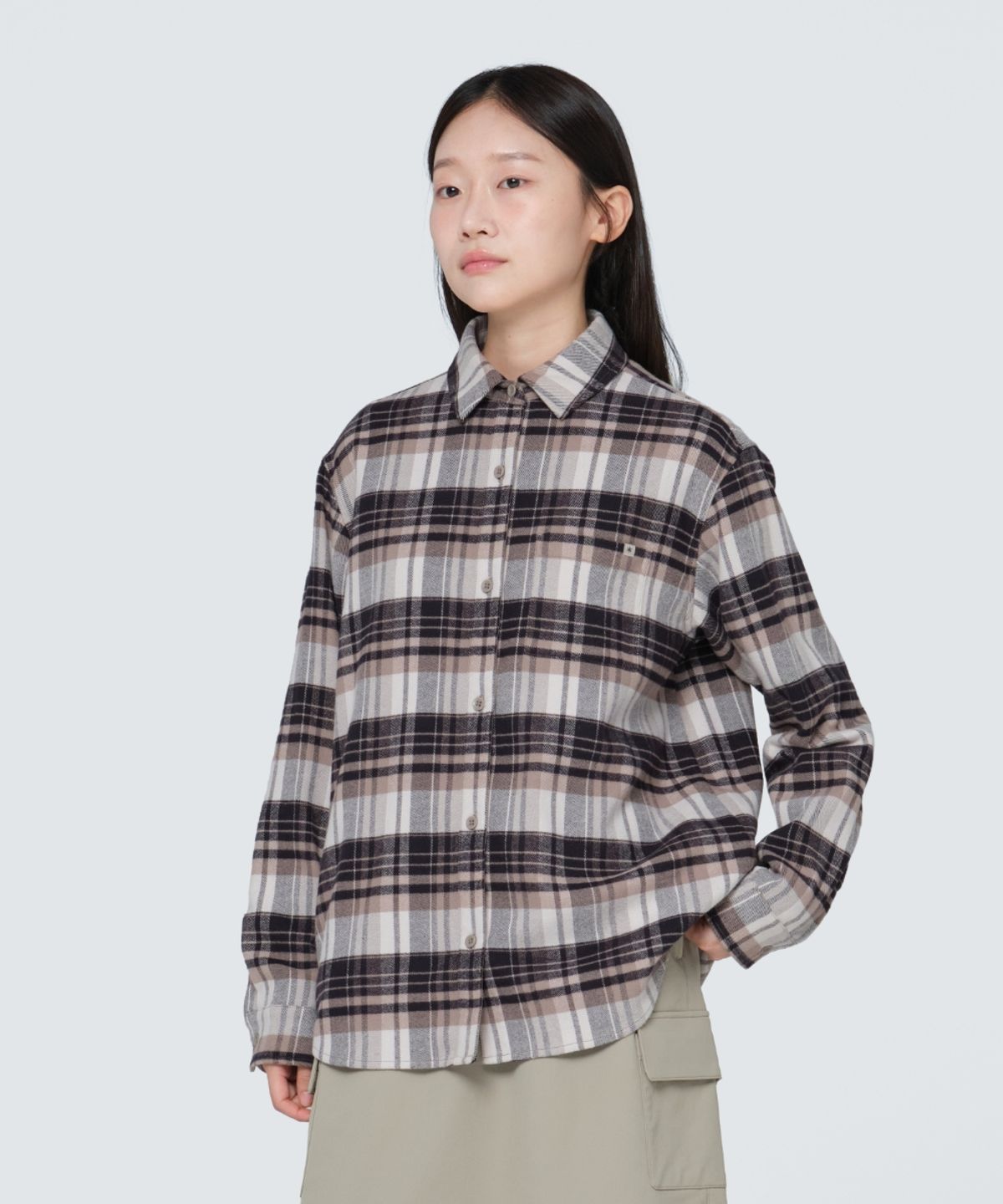 스노우피크 어패럴(SNOWPEAK APPAREL) 리사이클 여성 체크 셔츠 (S24FWFSH03) Cocoa