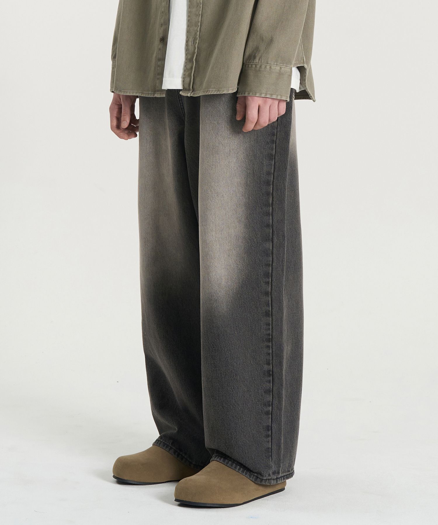 MUSINSA | TOFFEE DUSTY WASHED WIDE DENIM PANTS (DESERT GREY)