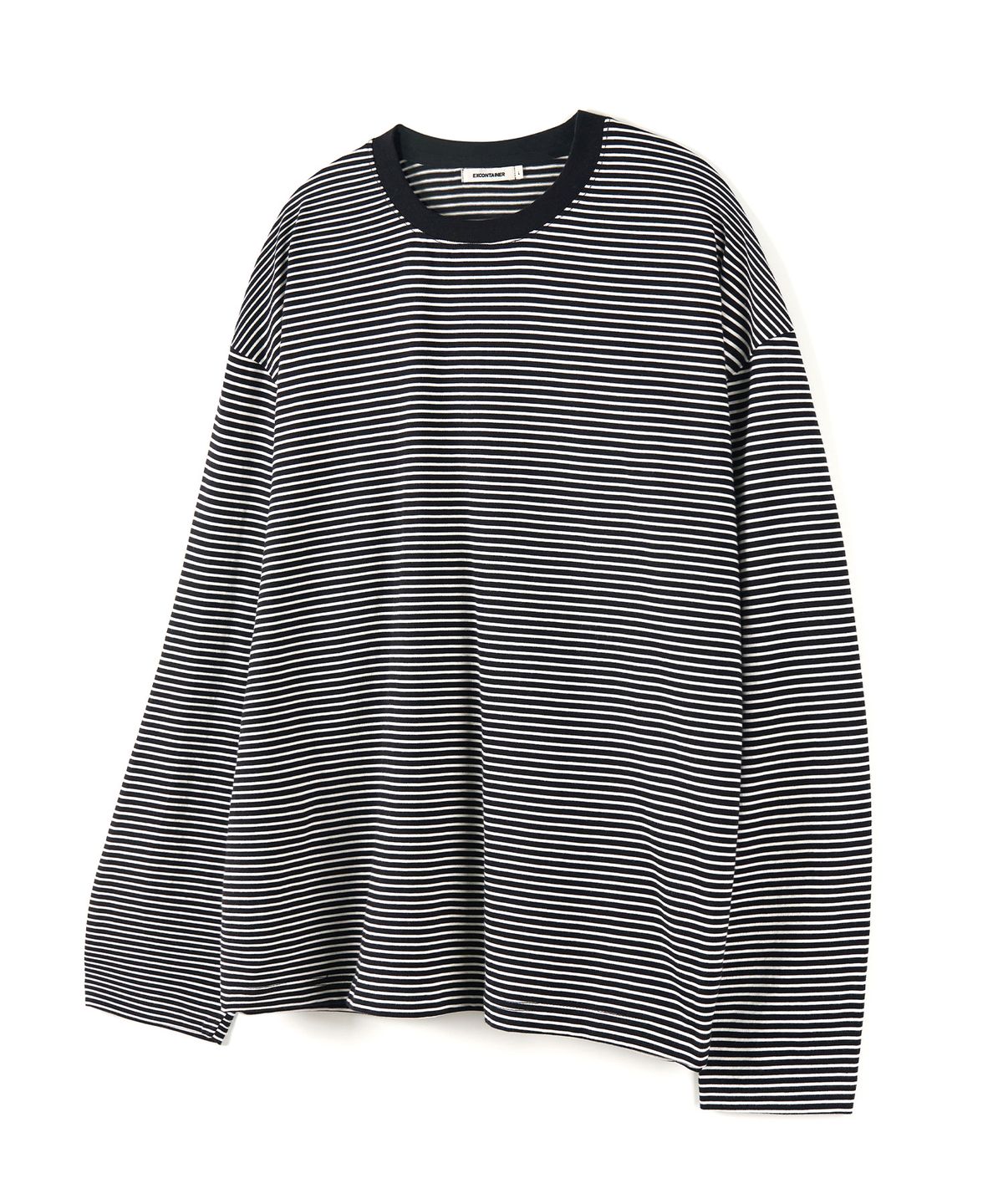 엑스컨테이너(EXCONTAINER) 오버핏 스트라이프 롱슬리브 티셔츠 (BLACK)