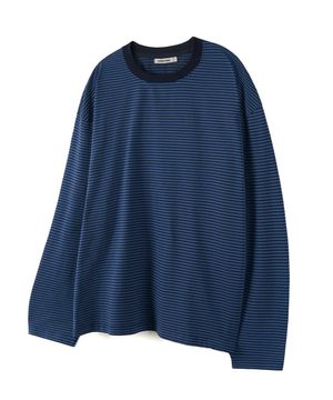 오버핏 스트라이프 롱슬리브 티셔츠 (BLUE)
