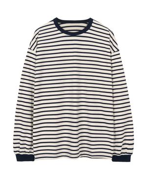 루즈핏 스트라이프 롱슬리브 (IVORY/NAVY)
