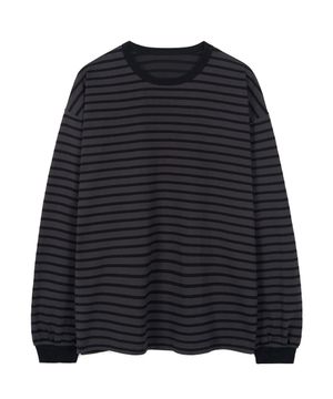 루즈핏 스트라이프 롱슬리브 (BLACK/CHARCOAL GREY)