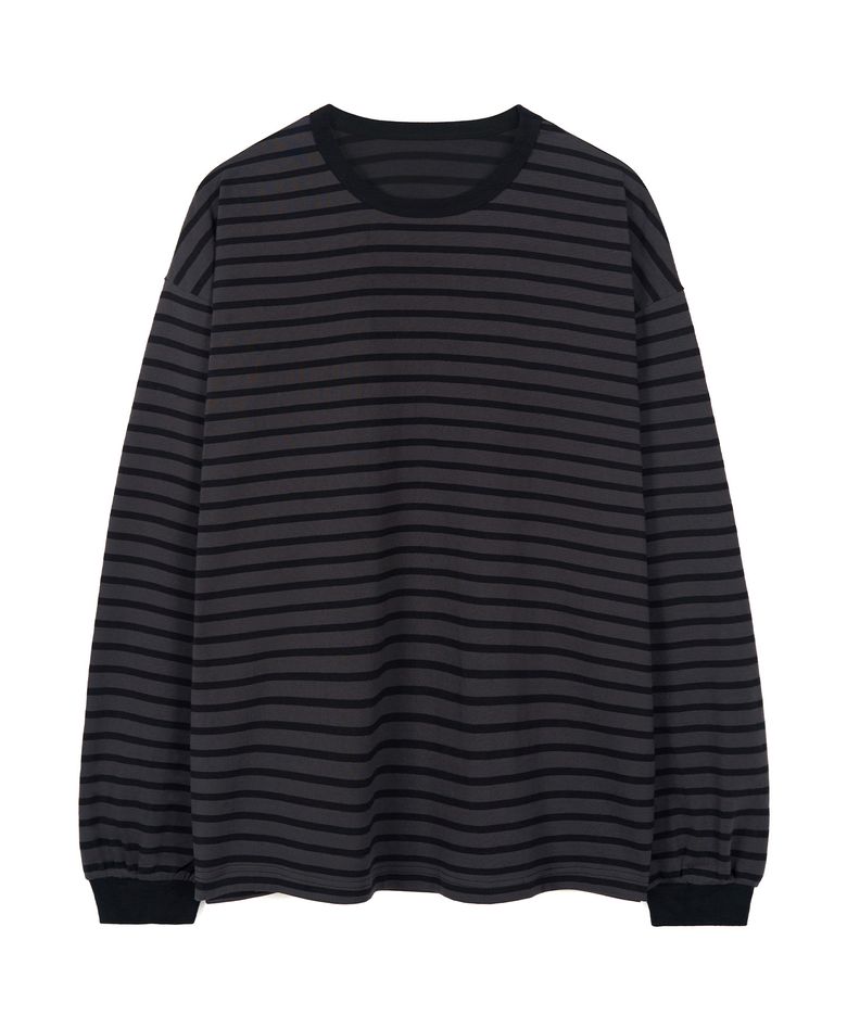 루즈핏 스트라이프 롱슬리브 (BLACK/CHARCOAL GREY)