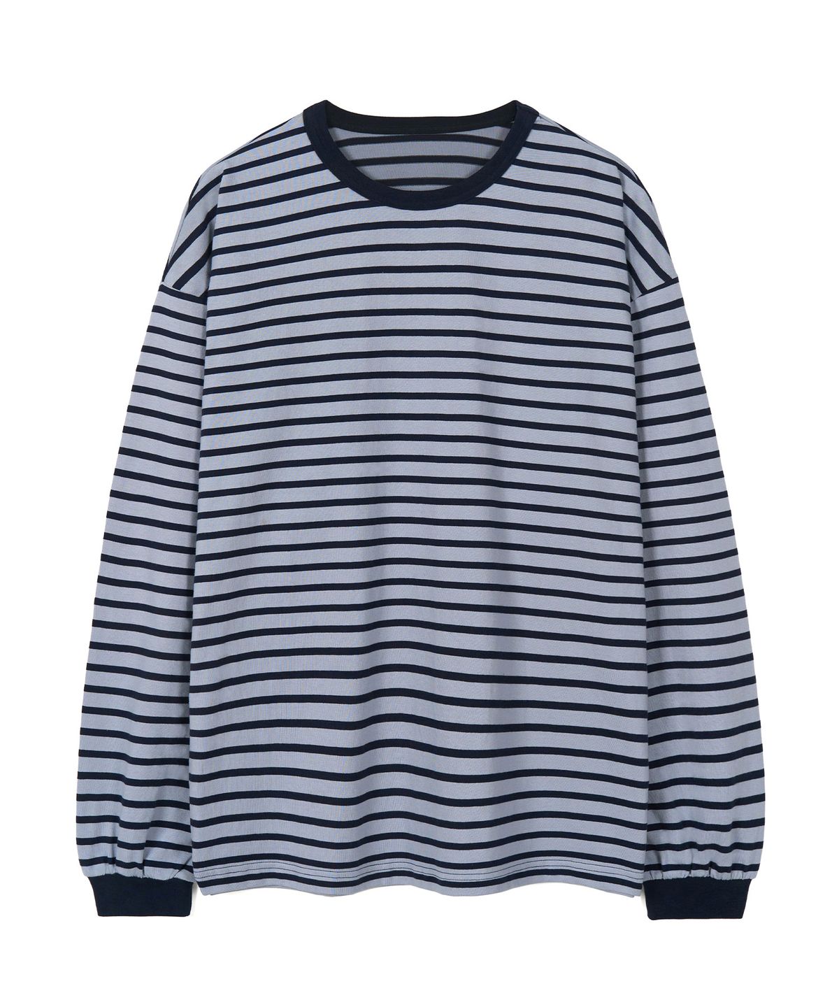 엑스컨테이너(EXCONTAINER) 루즈핏 스트라이프 롱슬리브 (NAVY/BLUE)