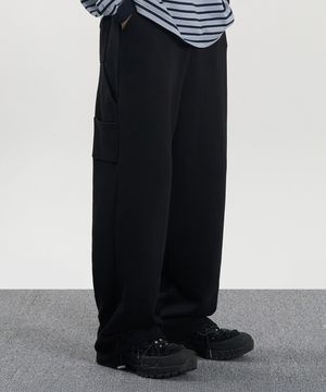 와이드 스트링 카펜터 스웻 팬츠 (BLACK)