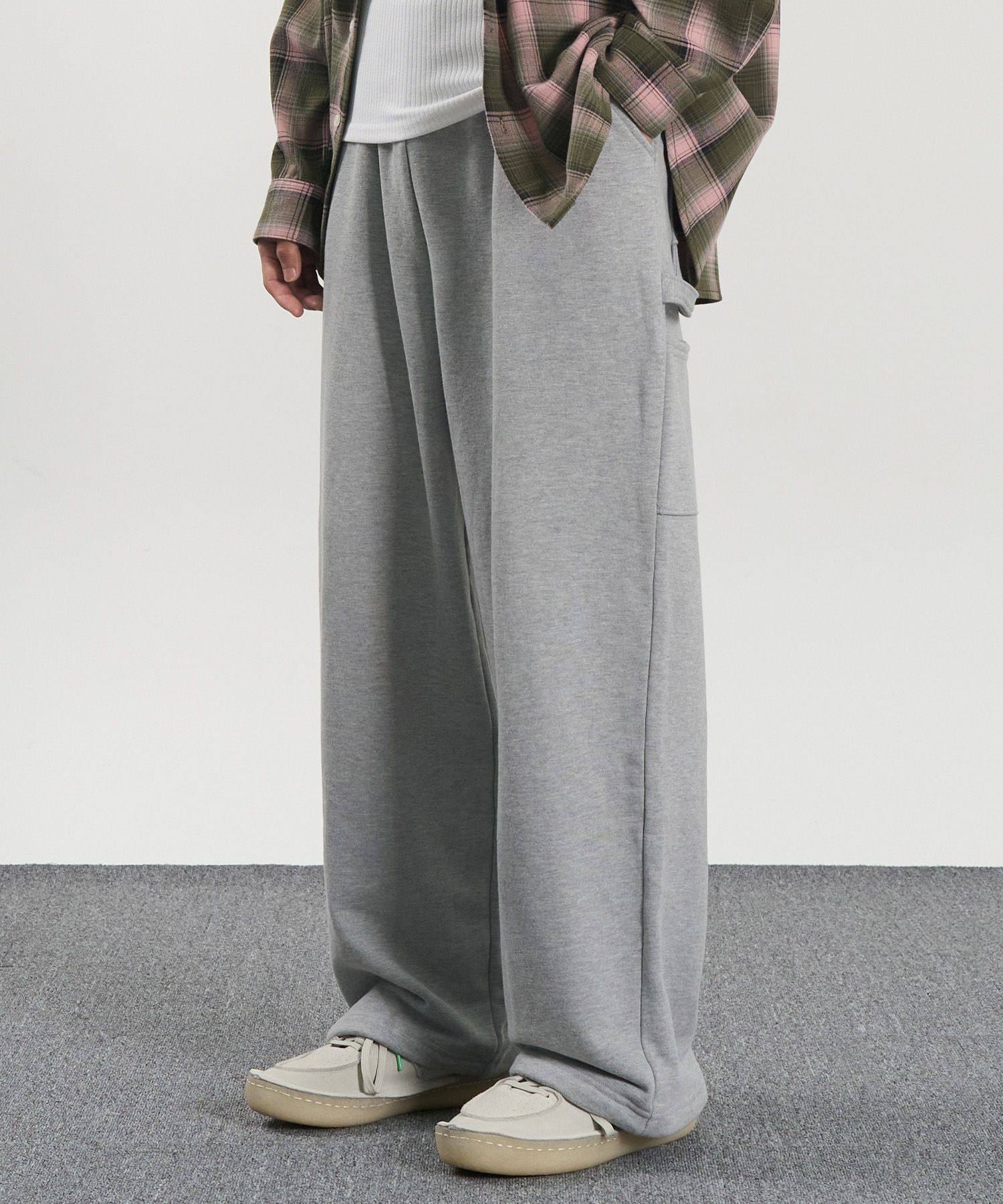 MUSINSA | EXCONTAINER Wide String Carpenter Sweatpants (MELANGE GREY)