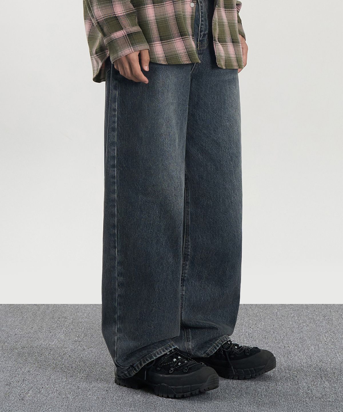 엑스컨테이너(EXCONTAINER) 딥 워싱 와이드 데님 팬츠 (BRUSHED INDIGO)