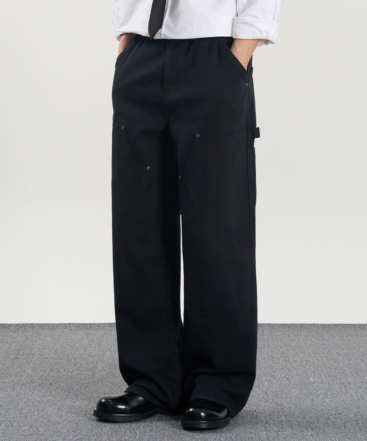 ★MUSINSA STANDARD★ Denim Wide Carpenter Pants Washed Black MUSINSA | MUSINSA STANDARD Denim Wide Carpenter Pants