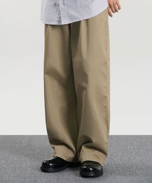 클래식 원턱 코튼 치노 팬츠 (BEIGE)