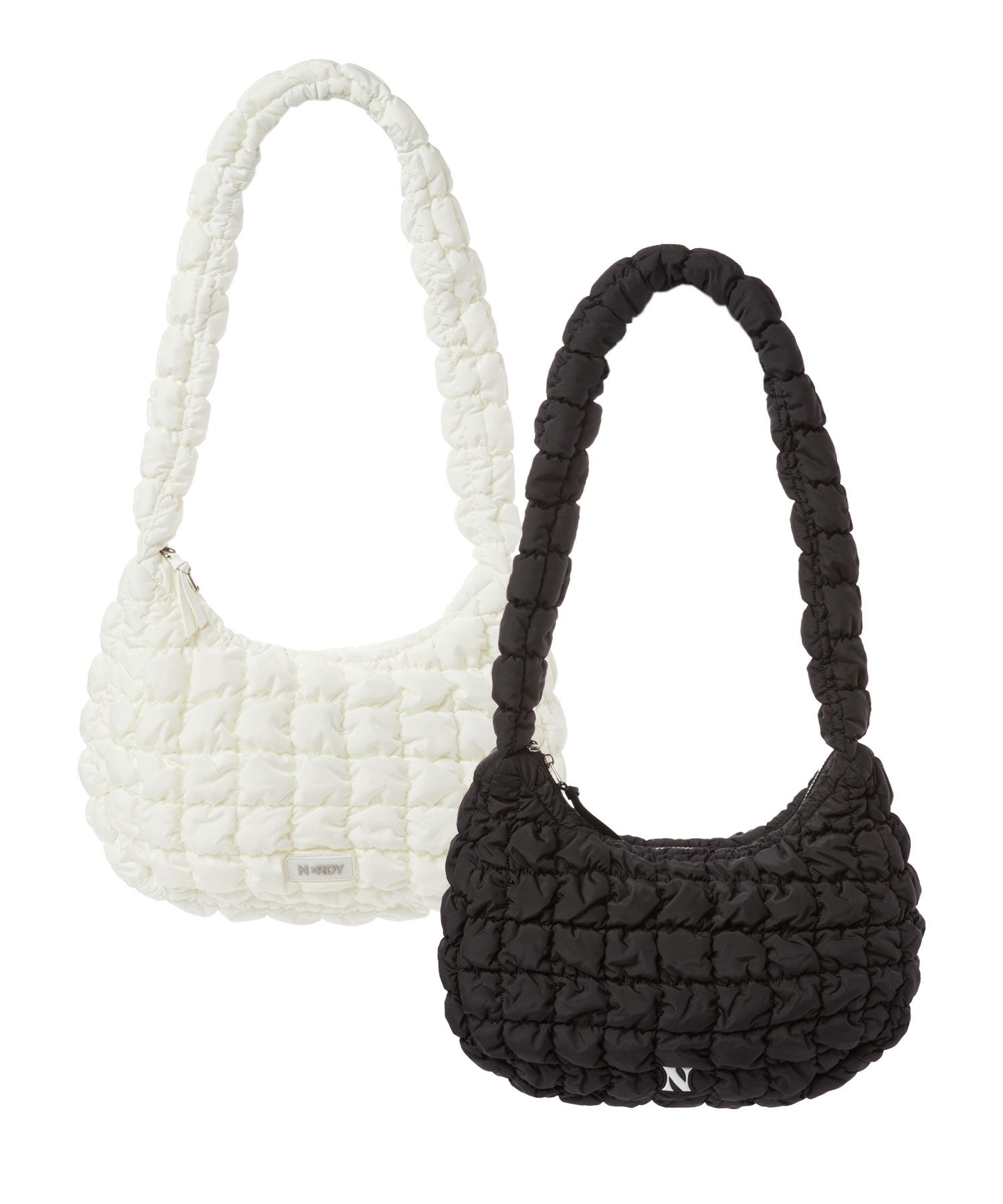[ NERDY ]★24FW★韓国人気★CLOUD QUILTING BAG (MEDIUM) MUSINSA | NERDY Cloud Quilting Bag Medium (Black/Ivory)