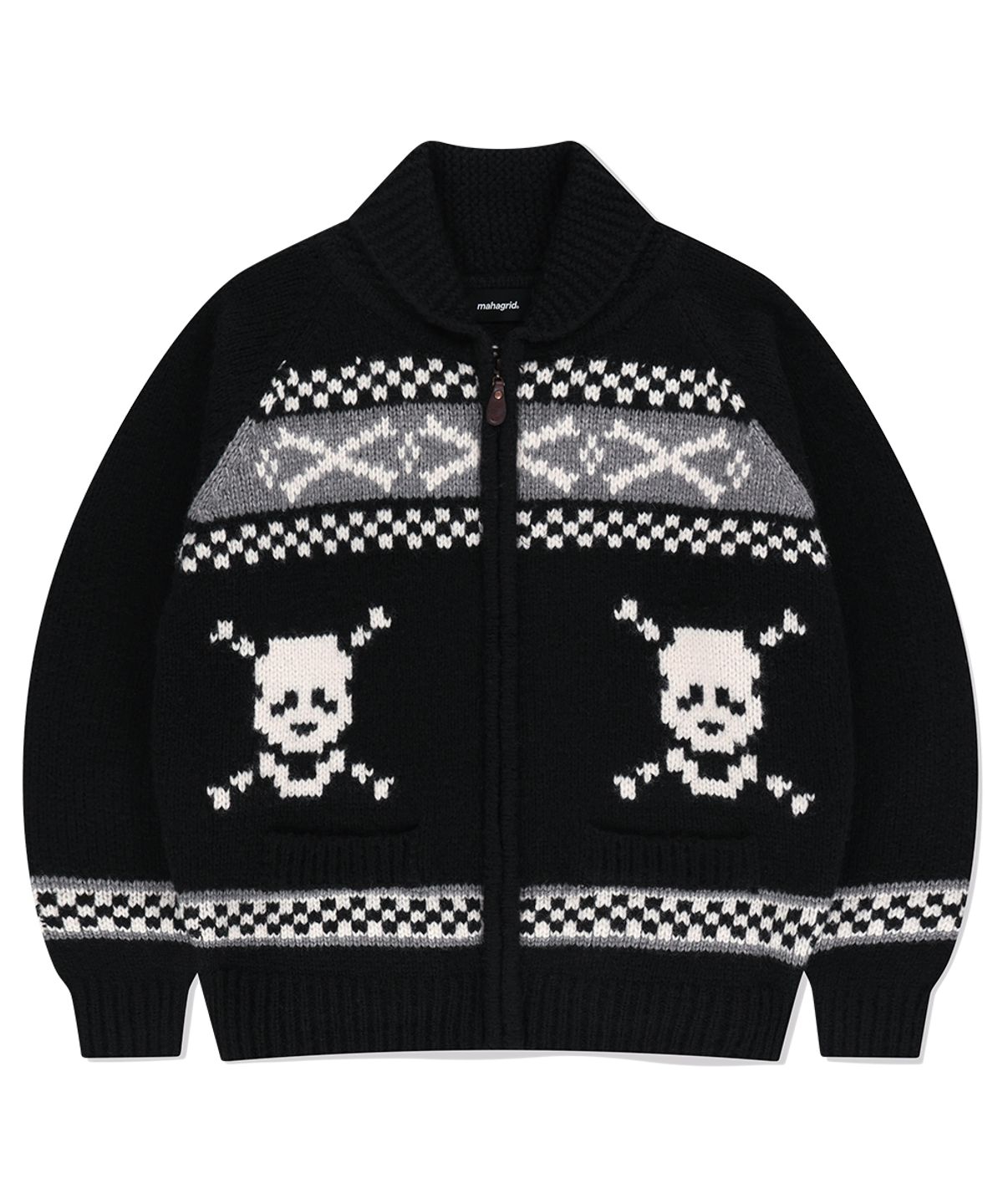 마하그리드(MAHAGRID) SKULL COWICHAN KNIT SWEATER BLACK(MG2EFMK690A)