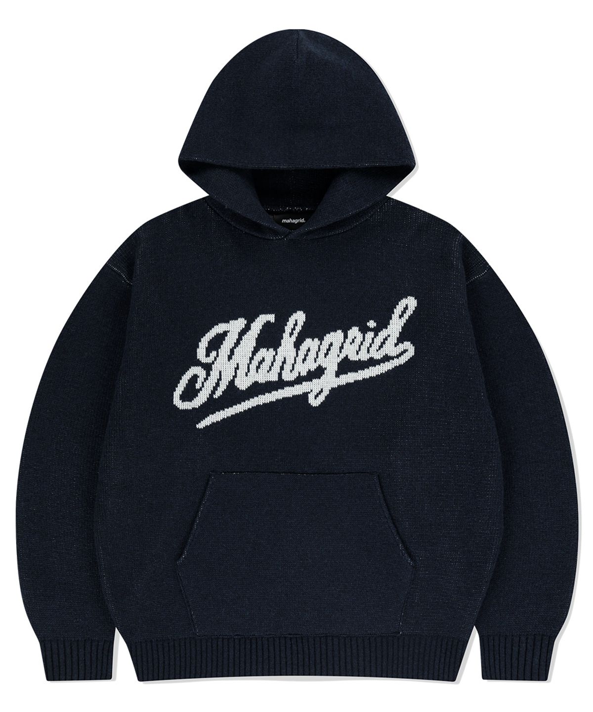마하그리드(MAHAGRID) SCRIPT LOGO KNIT HOODIE NAVY(MG2EFMK640A)