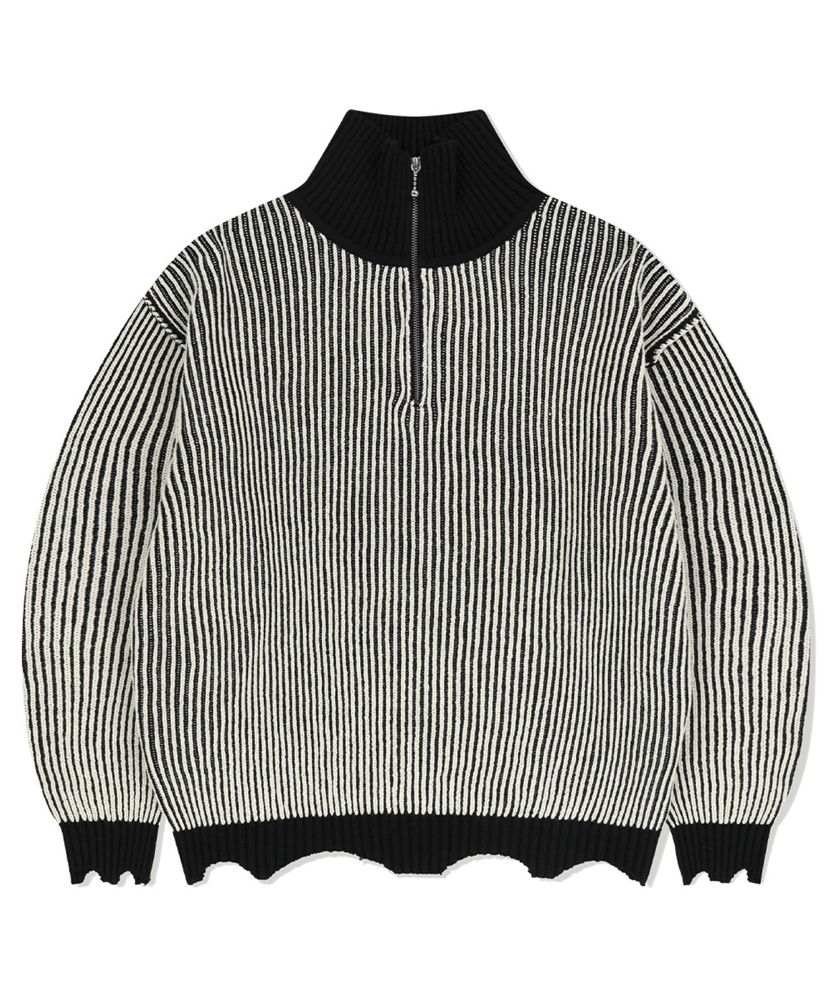 마하그리드(MAHAGRID) CUTTING CONTRAST HALF ZIP-UP KNIT IVORY(MG2EFMK641A)
