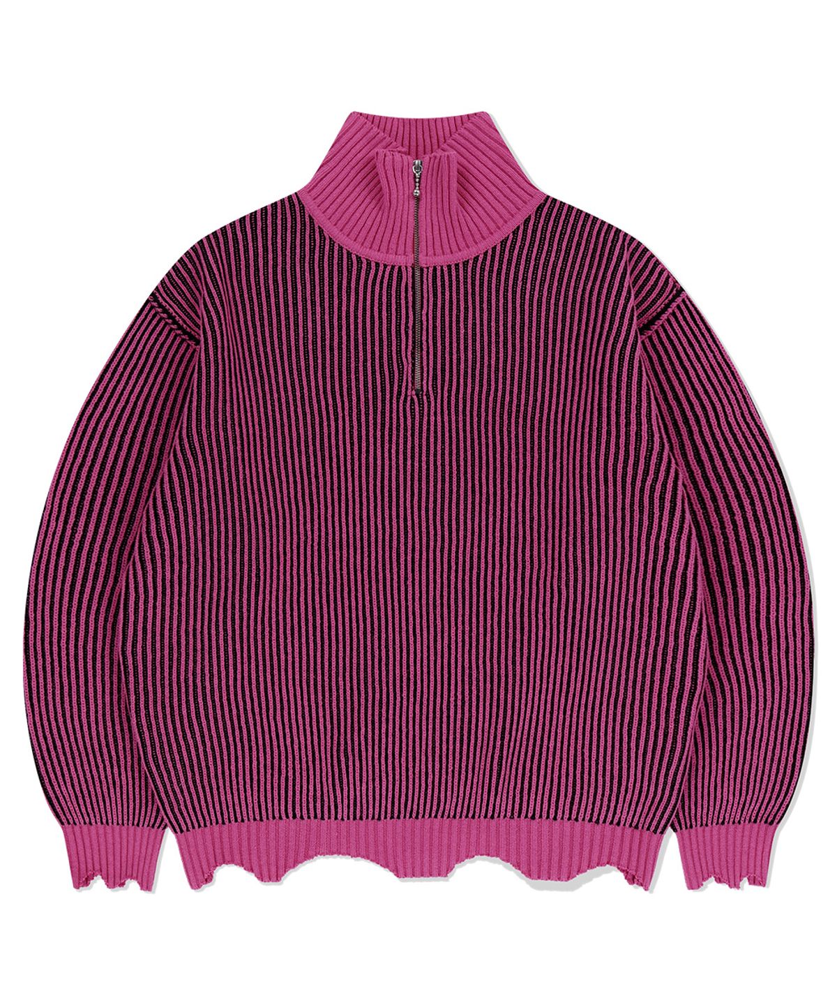 마하그리드(MAHAGRID) CUTTING CONTRAST HALF ZIP-UP KNIT PINK(MG2EFMK641A)