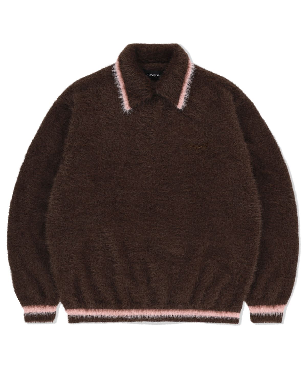 마하그리드(MAHAGRID) HAIRY COLLAR KNIT BROWN(MG2EFMK642A)