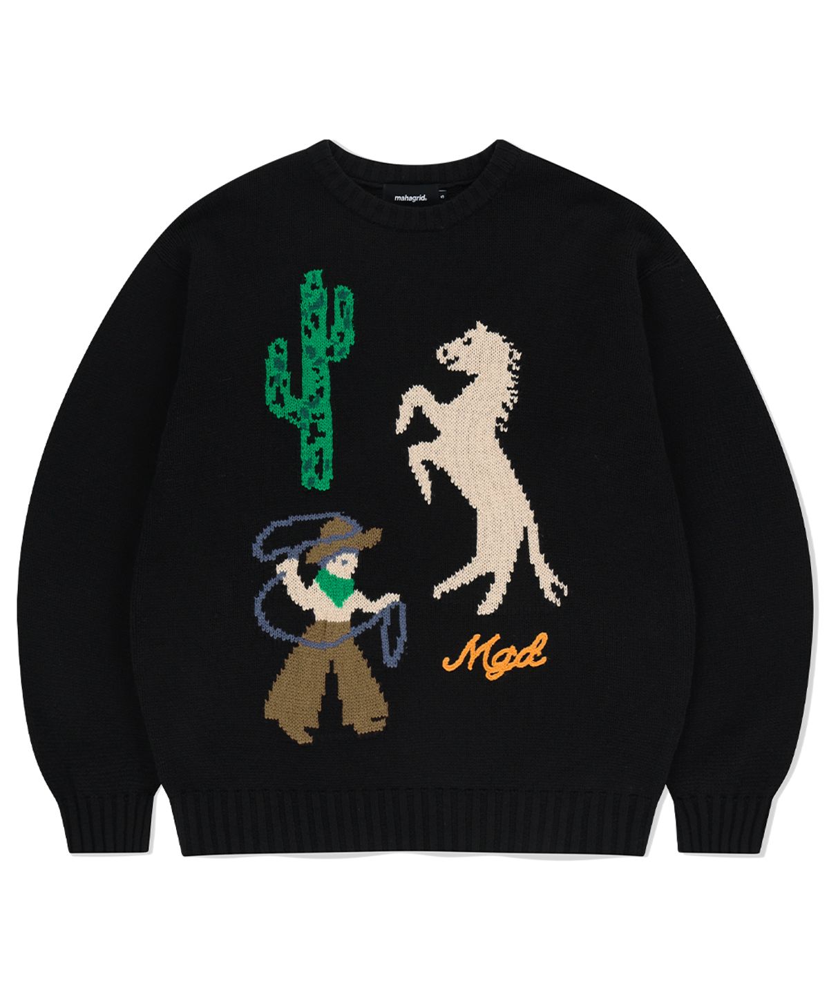 마하그리드(MAHAGRID) MGD COWBOY KNIT SWEATER BLACK(MG2EFMK604A)