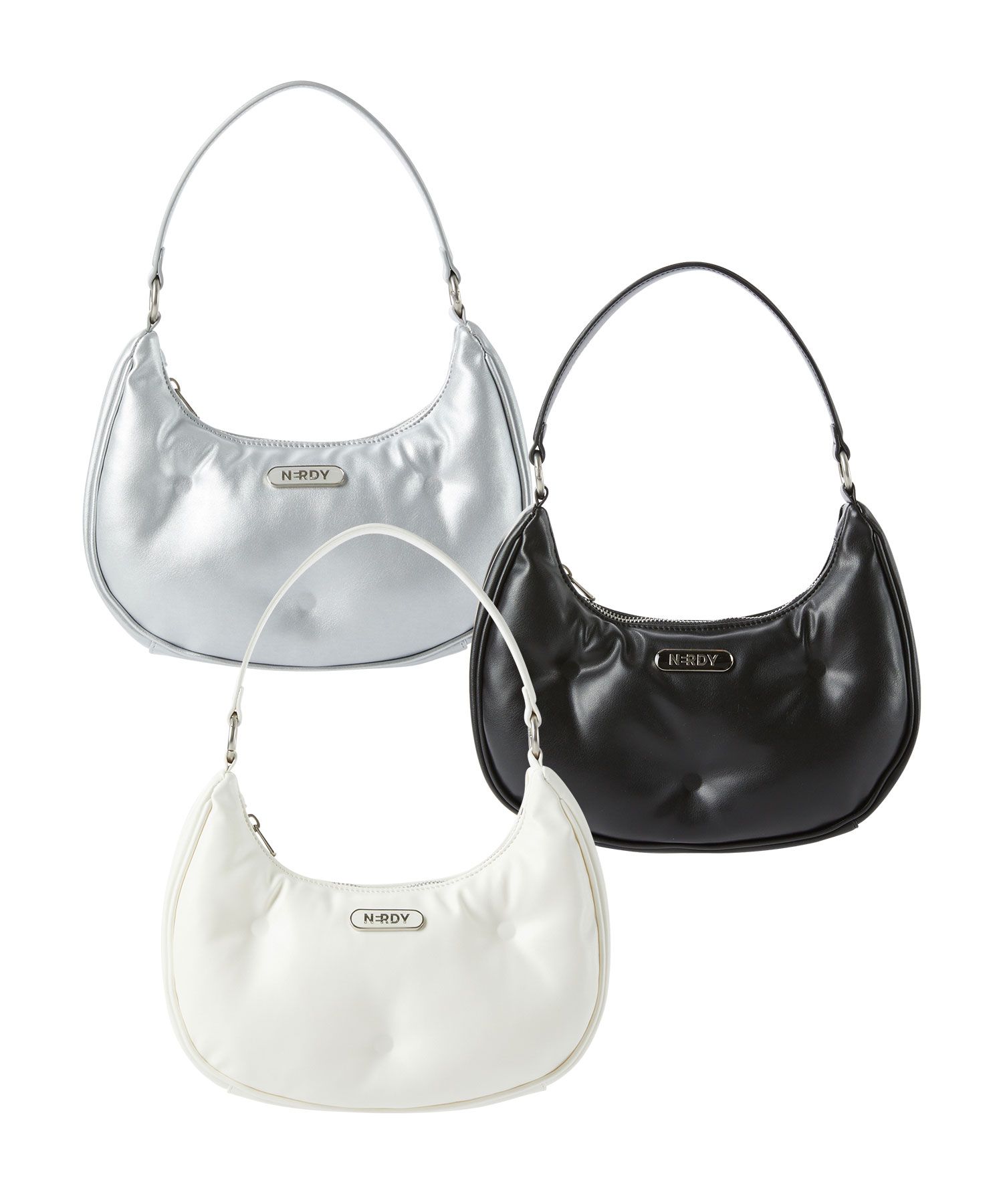さらに100円引き◆NERDY◆SOFT PADDED TWO-WAY HOBO BAG MUSINSA | NERDY Soft padded two-way hobo bag (white/black