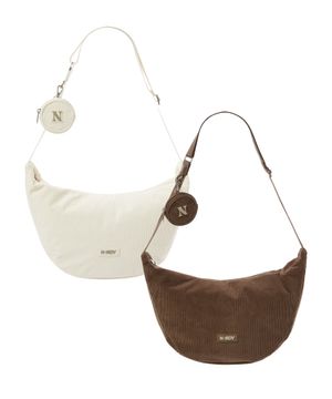 코듀로이 호보 크로스백 (아이보리/브라운)