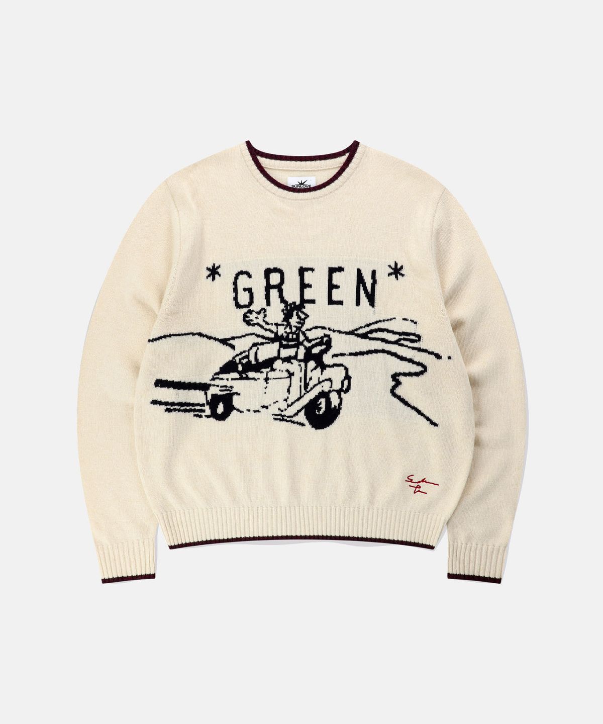 썬러브투어(SUNLOVETOUR) GREEN Knit Sweater Ivory