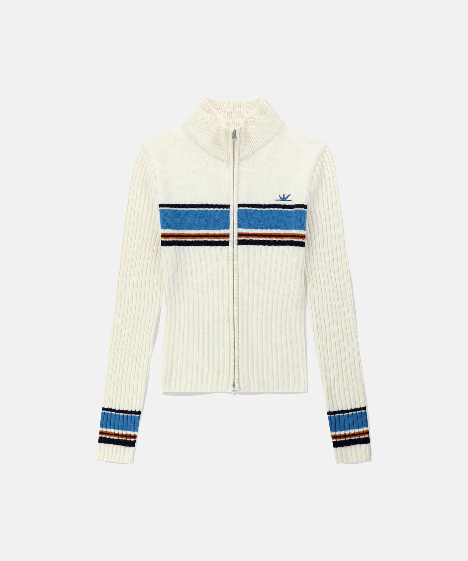 MUSINSA公式 | SUNLOVE W Striped Full Zip Knit Cardigan Ivory
