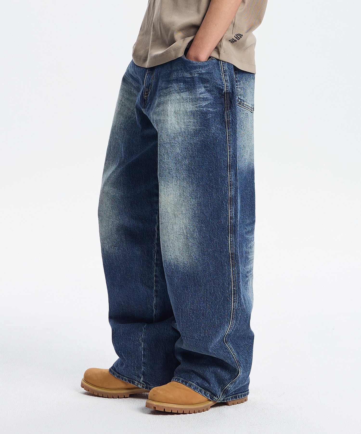 ★MUSINSA STANDARD★ Scrub washed wide denim pants dark blue MUSINSA | MUSINSA STANDARD Scrub Washed Wide Denim Pants