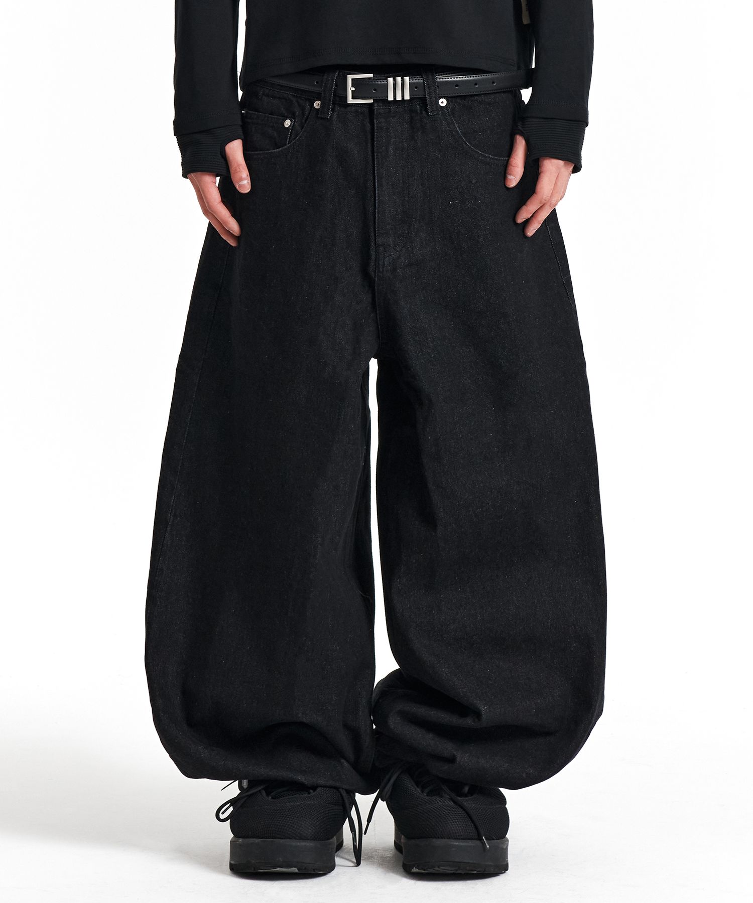 MUSINSA | KICHUL BASIC BALLOON DENIM PANTS (BLACK)