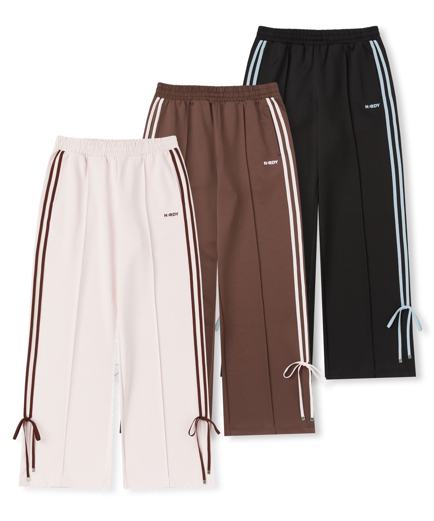 MUSINSA | NERDY Women's Ribbon Track Pants (Black/Baby Pink