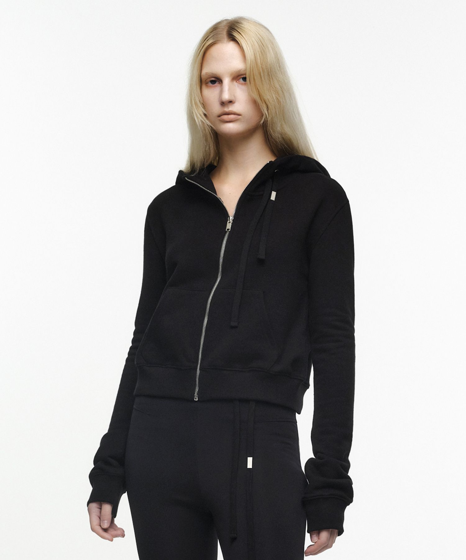 MUSINSA公式 | NACHE CROPPED HOODIE ZIP-UP BLACK