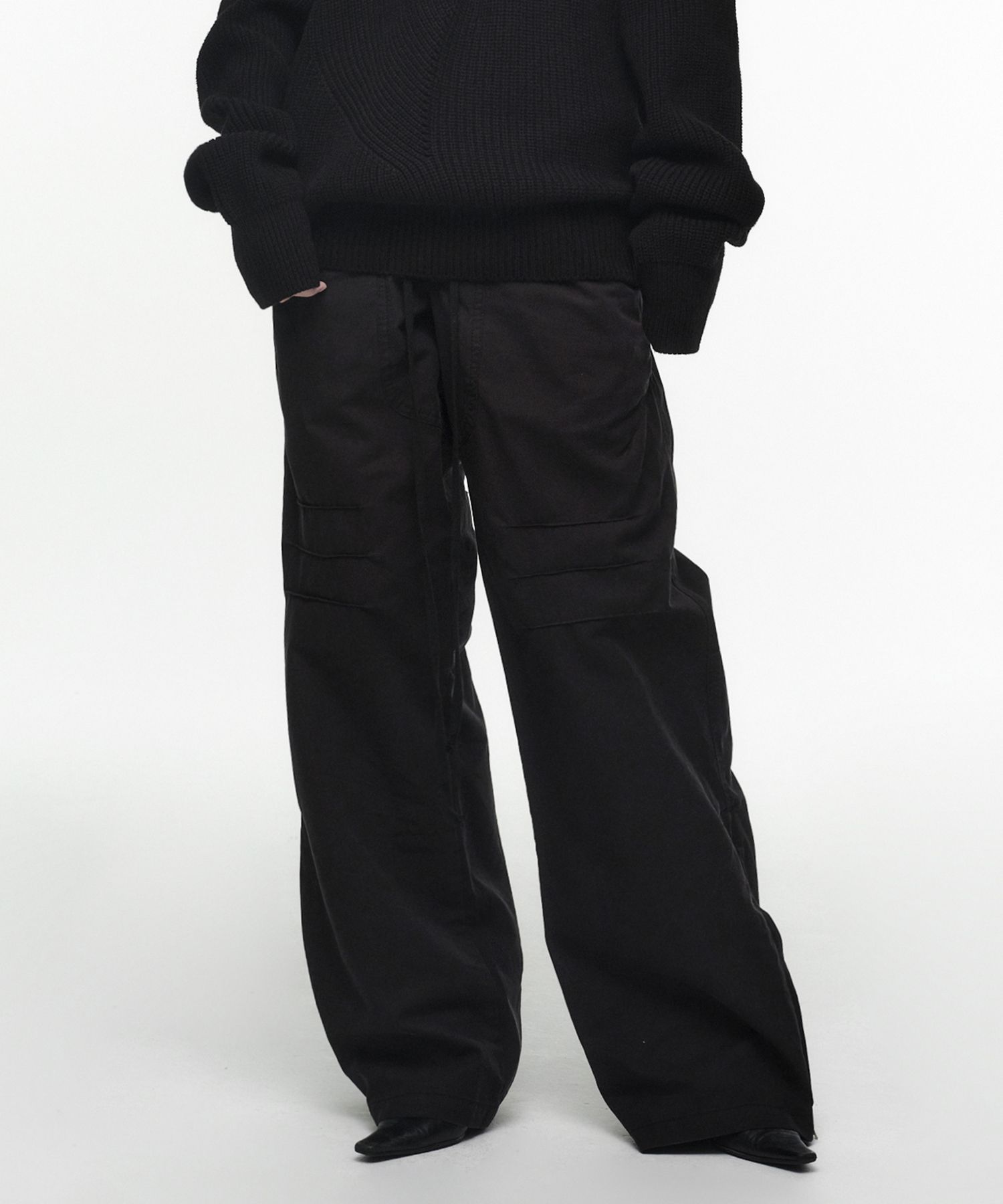 ◆NACHE◆ OVERLAP PINTUCK PANTS UNISEX BLACK 24PFBOT01BLK MUSINSA | NACHE OVERLAP PINTUCK PANTS (UNISEX) BLACK