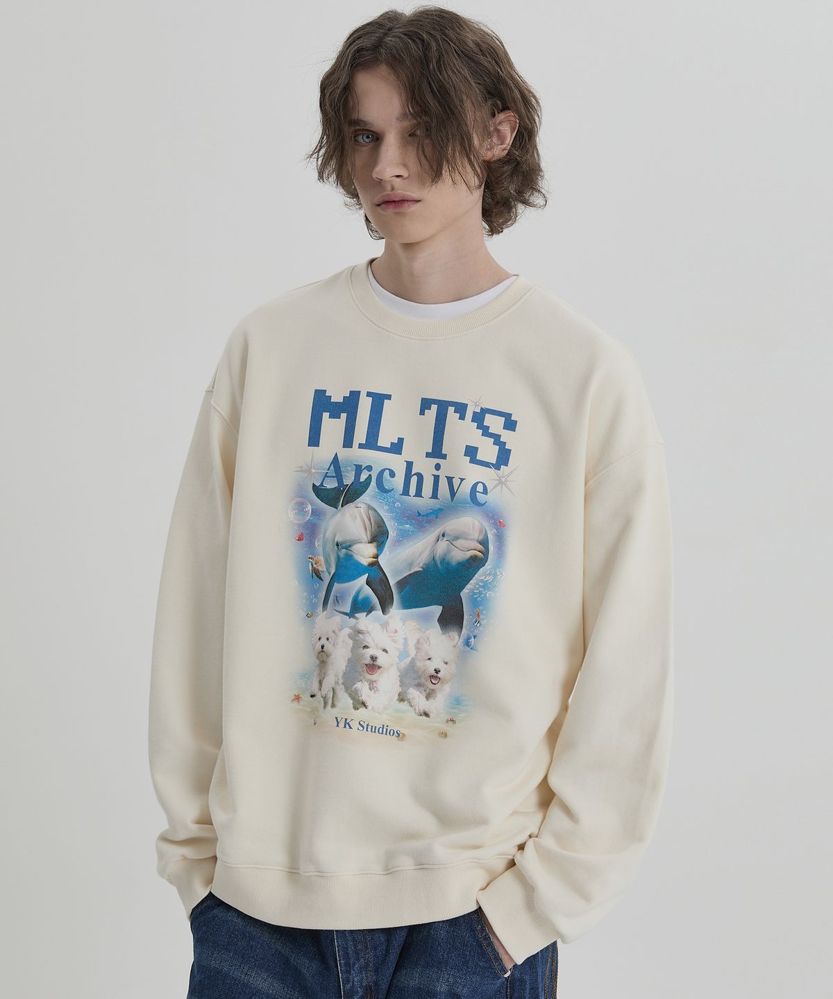 와이케이(WAIKEI) MLTS 아카이브 맨투맨 아이보리