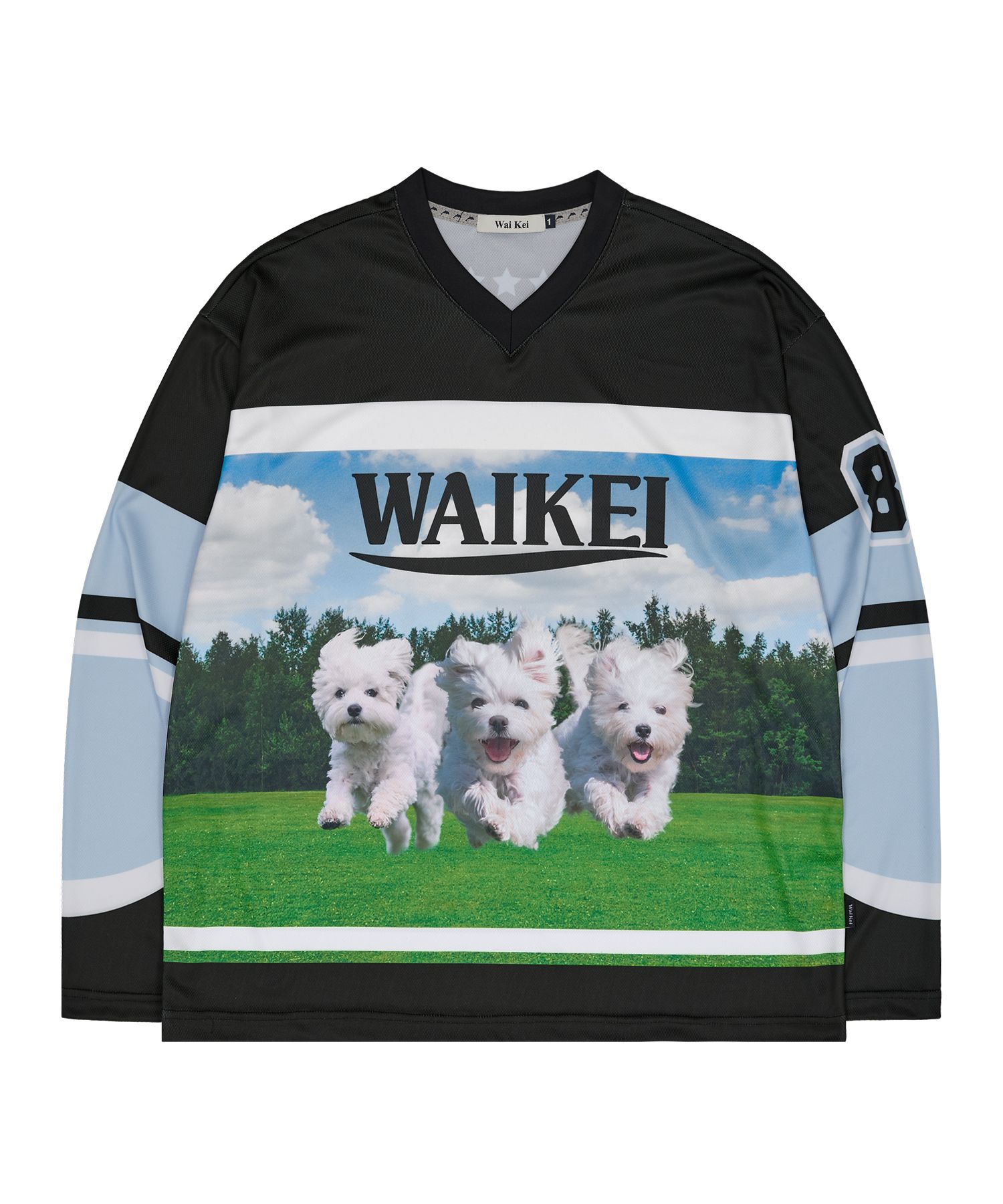 ★Wai Kei★ Maltese Line Graphic Mesh Jersey Long Sleeve T-S Maltese Line Graphic Mesh Jersey Long Sleeve T-Shirt