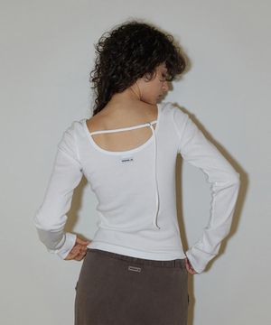 Back Point Boat Neck Sleeve White
