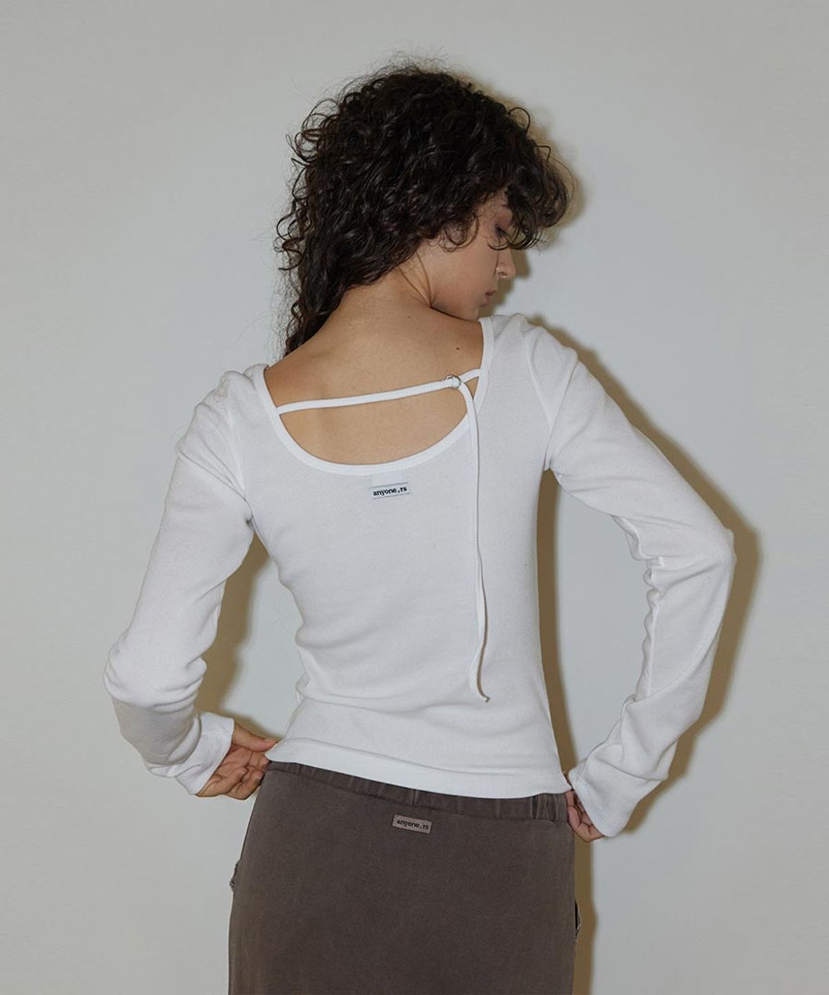 렌세(RENSE) Back Point Boat Neck Sleeve White