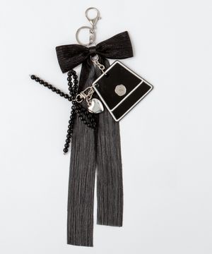 BLACK RIBBON CHARM KEYRING