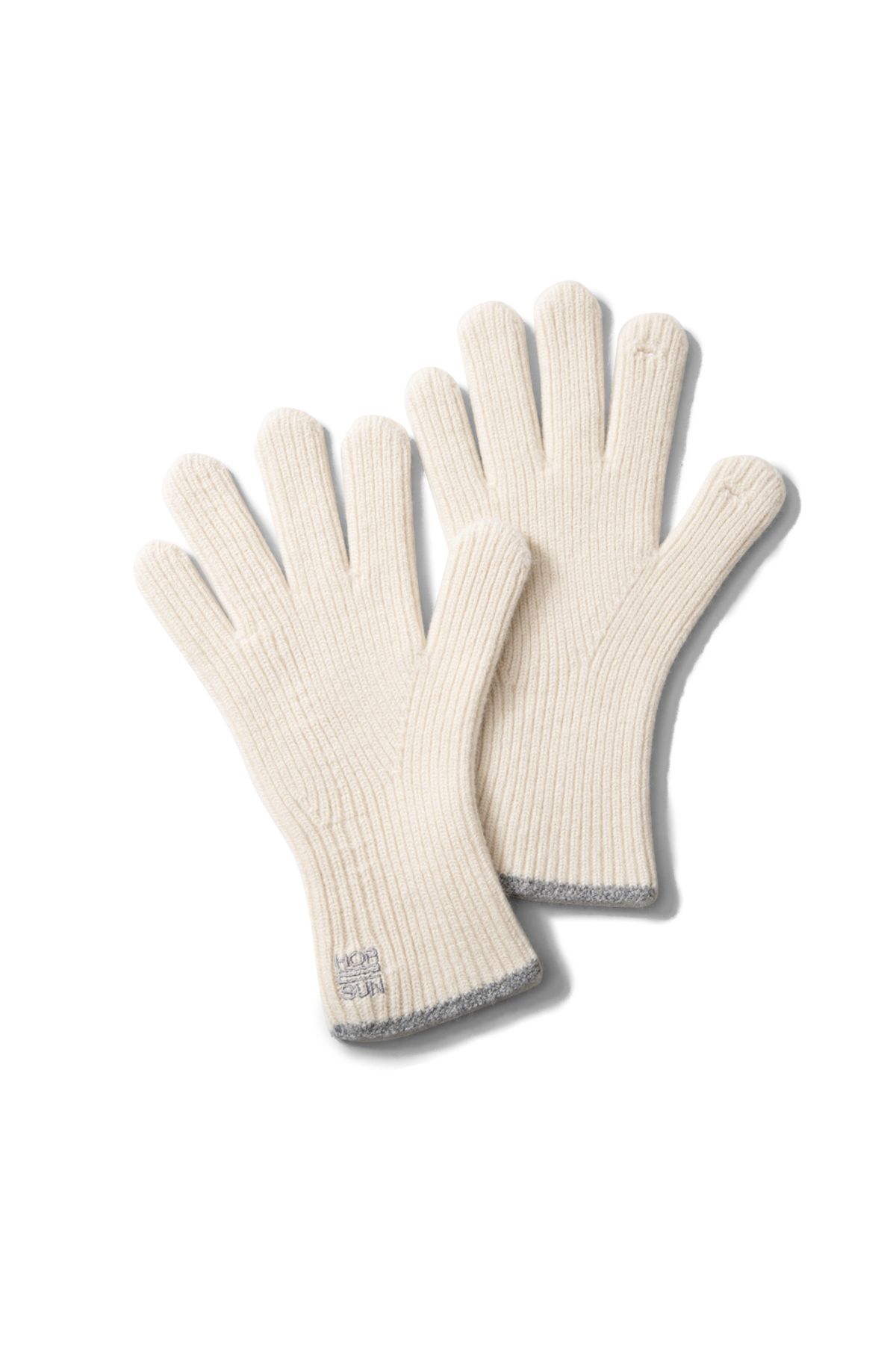 홀리선(HORLISUN) Bless Wool Rib Finger Gloves Cream