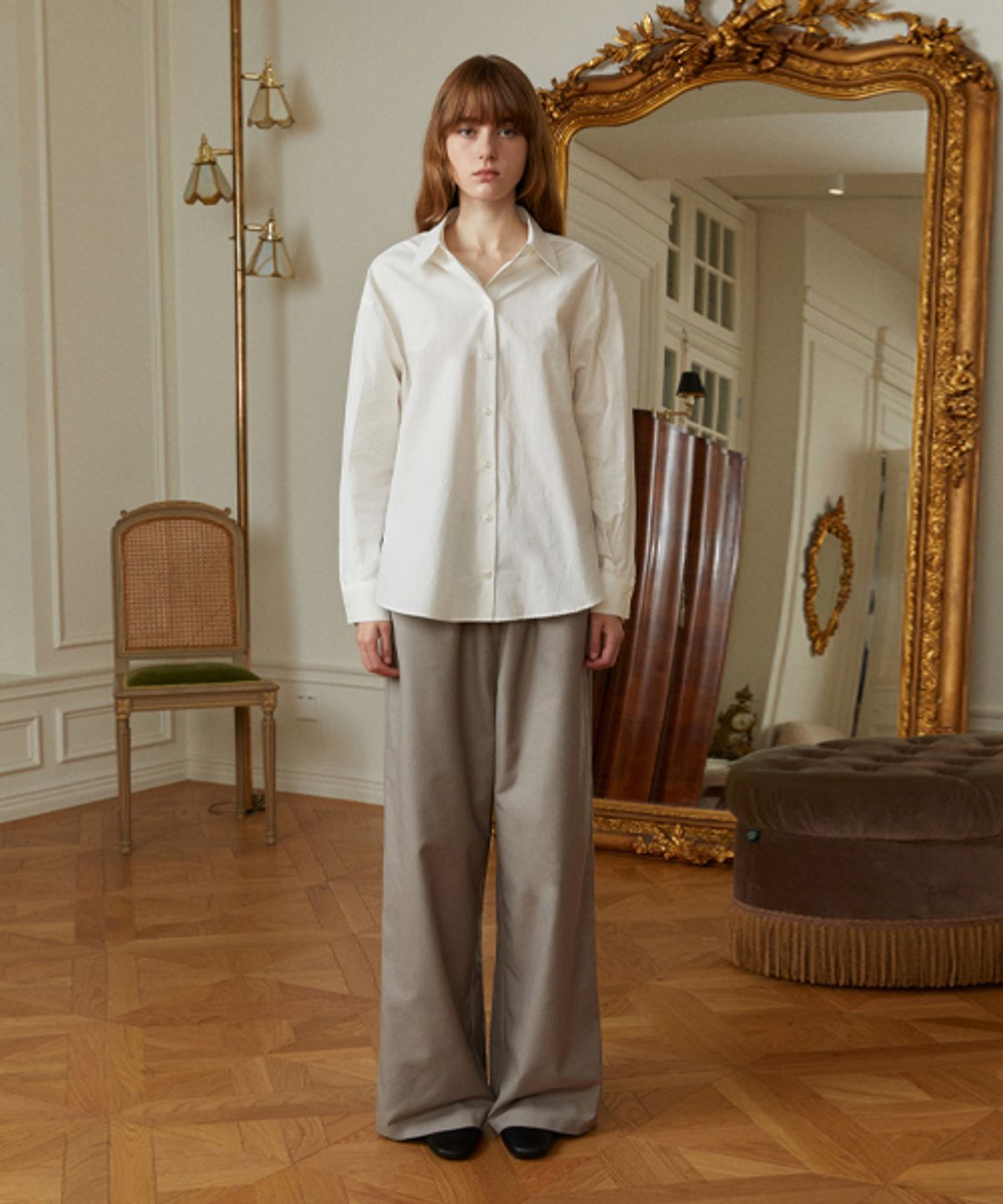 레이디 볼륨(LADY VOLUME) [ALL-SEASON] BANDING LOOSE WIDE SLACKS_LIGHE BEIGE